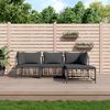 vidaXL 4-tlg. Garten-Lounge-Set mit Kissen Anthrazit Poly Rattan