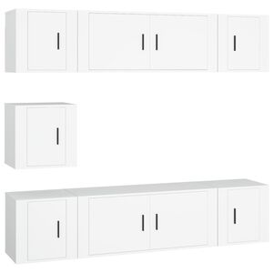 vidaXL 7-tlg. TV-Schrank-Set Wei&szlig; Holzwerkstoff