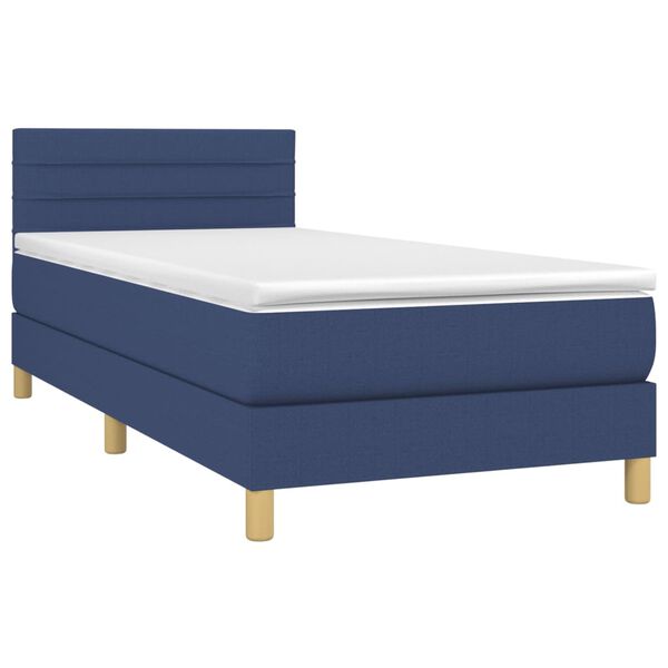 vidaXL Boxspringbett mit Matratze Blau 80x200 cm Stoff