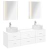 vidaXL Badezimmerm&ouml;bel-Set 5 stk. Wei&szlig; Ingenieurholz und Glas