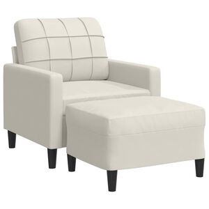vidaXL Sessel mit Hocker Creme 60 cm Samt