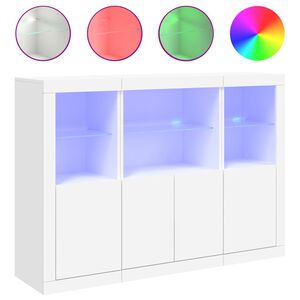 vidaXL Sideboards mit LED-Leuchten 3 Stk. Wei&szlig; Holzwerkstoff