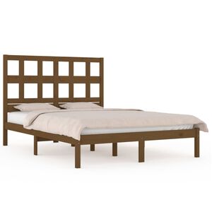 vidaXL Massivholzbett Honigbraun Kiefer 200x200 cm