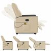 vidaXL Massagesessel mit Aufstehhilfe Creme Stoff