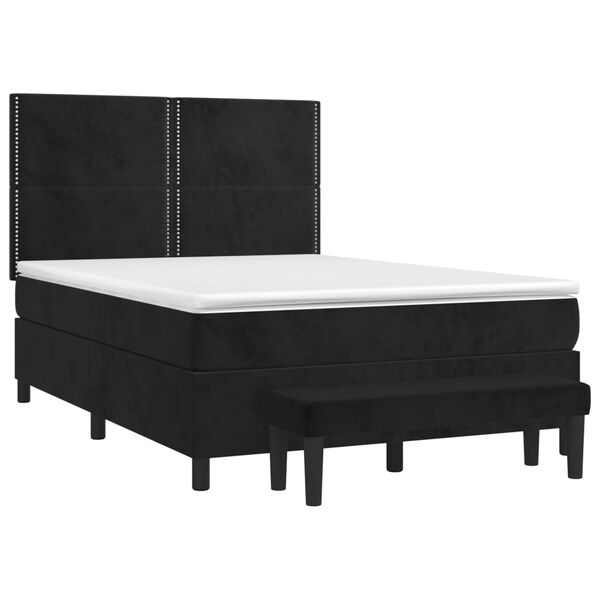 vidaXL Boxspringbett mit Matratze Schwarz 140x200 cm Samt