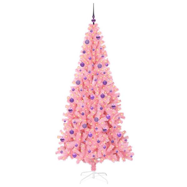 vidaXL Weihnachtsbaum mit 300 LEDs mit St&auml;nder Rosa 210 cm PVC
