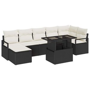 vidaXL Gartensofa-set 8 stk. Schwarz und Creme Poly-Rattan