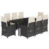 vidaXL 9-tlg. Garten-Essgruppe mit Kissen Schwarz Poly Rattan