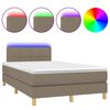 vidaXL Boxspringbett mit Matratze & LED Taupe 120x190 cm Stoff