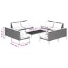 vidaXL 9-tlg. Garten-Lounge-Set mit Kissen Poly Rattan Dunkelgrau