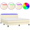 vidaXL Boxspringbett mit Matratze & LED Creme 180x200 cm Kunstleder