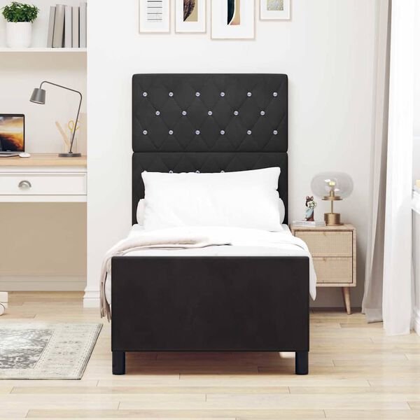 vidaXL Boxspringbett mit Kopfteil Schwarz 80 x 200 cm Samt
