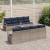 vidaXL Sofa Set mit Kissen 7 pcs Grau und Blau Poly Rattan