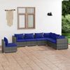 vidaXL 7-tlg. Garten-Lounge-Set mit Kissen Poly Rattan Grau