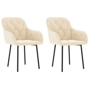 vidaXL Esszimmerst&uuml;hle 2 Stk. Creme Samt