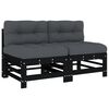 vidaXL Mittelsofas mit Kissen 2 Stk. Schwarz Massivholz Kiefer