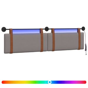 vidaXL H&auml;ngendes Kopfteil Mit LED Licht Taupe Antikes PU