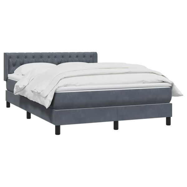 vidaXL Boxspringbett mit Matratze Dunkelgrau 140x210 cm Samt