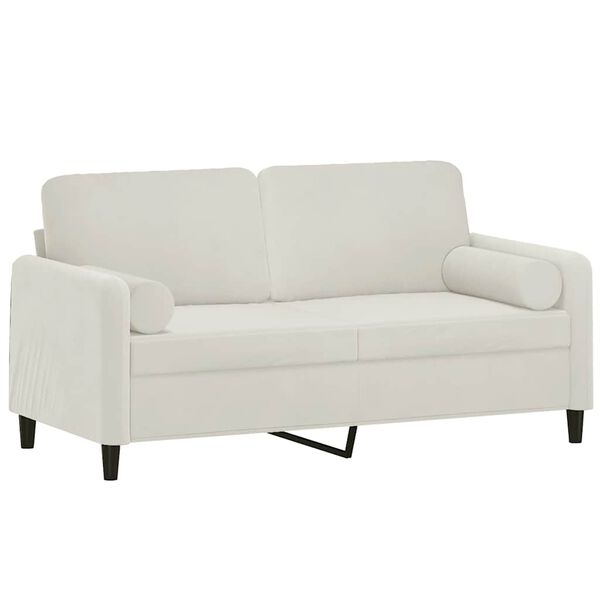 vidaXL 2-Sitzer-Sofa mit Zierkissen Creme 140 cm Samt