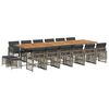 vidaXL 17-tlg. Garten-Essgruppe mit Kissen Grau Poly Rattan