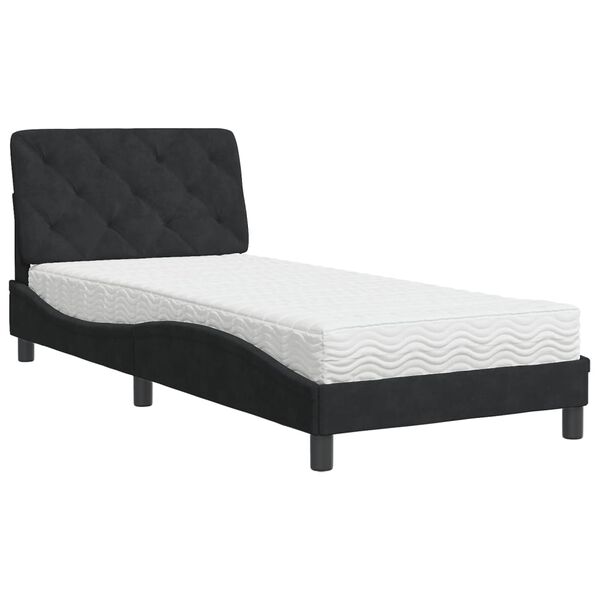 vidaXL Bett mit Matratze Schwarz 80x200 cm Samt