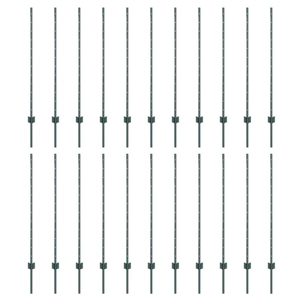 vidaXL Zaunpfosten 22 pcs Gr&uuml;n 160 cm Stahl