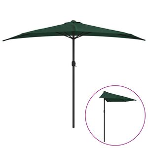 vidaXL Balkon-Sonnenschirm mit Alu-Mast Gr&uuml;n 300x155 cm Halbrund