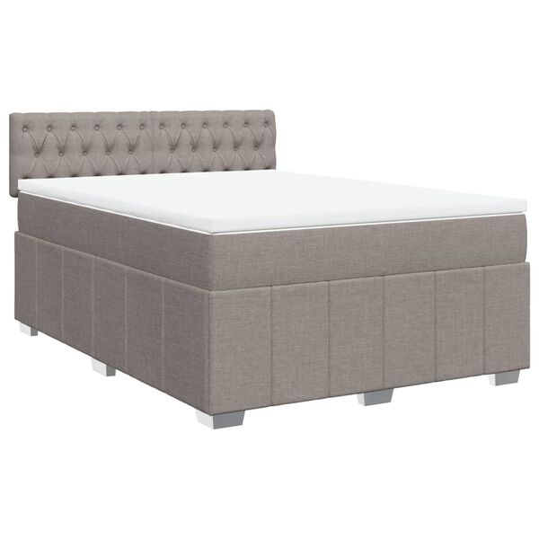 vidaXL Boxspringbett mit Matratze Taupe 160x200 cm Stoff
