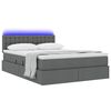 vidaXL Bett mit Stauraum und LED Dunkelgrau 140 x 200 cm Polyester