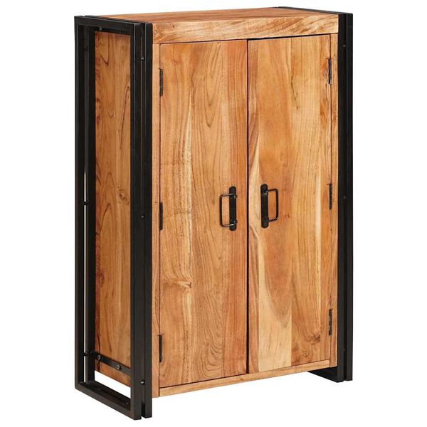 vidaXL Highboard mit T&uuml;ren Braun Massivholz Akazie und Metall