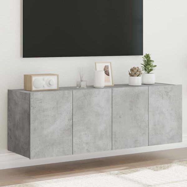 vidaXL TV-Wandschränke mit LED-Leuchten 2 Stk. Betongrau 60x35x41 cm
