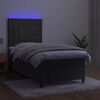 vidaXL Boxspringbett mit Matratze & LED Dunkelgrau 90x190 cm Samt