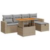 vidaXL 6-tlg. Garten-Sofagarnitur mit Kissen Beige Poly Rattan Akazie