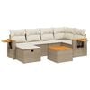 vidaXL 7-tlg. Garten-Sofagarnitur mit Kissen Beige Poly Rattan