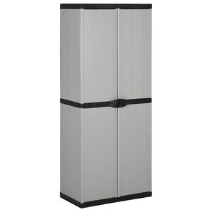 vidaXL Garten-Lagerschrank mit 3 B&ouml;den Grau & Schwarz 68x40x168 cm