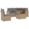 vidaXL 6-tlg. Garten-Sofagarnitur mit Kissen Beige Poly Rattan