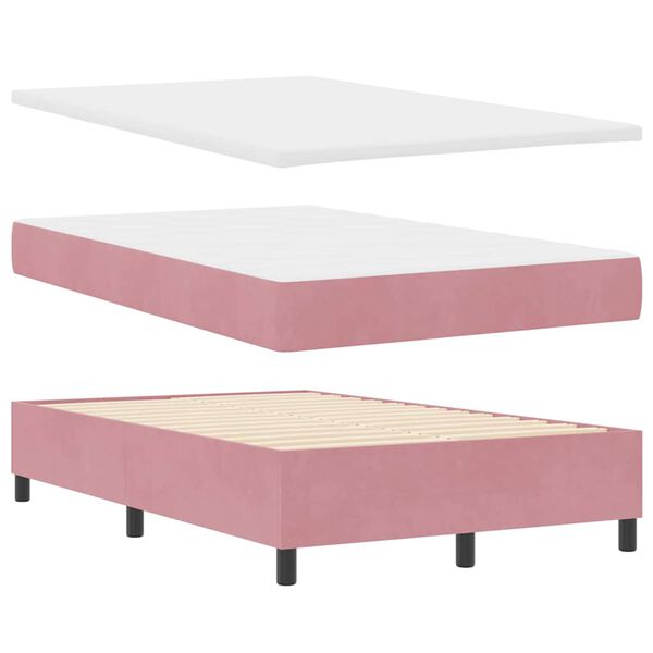 vidaXL Boxspringbett mit Matratze mit Kopfteil Rosa 120 x 190 cm Samt