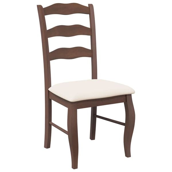 vidaXL Esszimmerstühle mit Kissen 2 Stk. Braun Massivholz Gummibaum