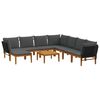 vidaXL 9 pcs Massives Akazienholz & Seil Natur