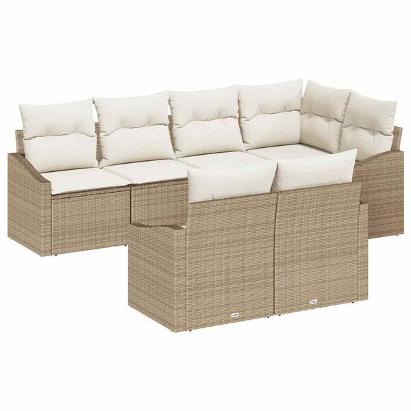 vidaXL Garten-Sofa-Set 7 pcs Beige Poly Rattan
