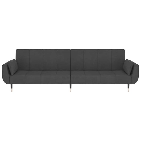vidaXL Schlafsofa 2-Sitzer mit 2 Kissen Dunkelgrau Samt