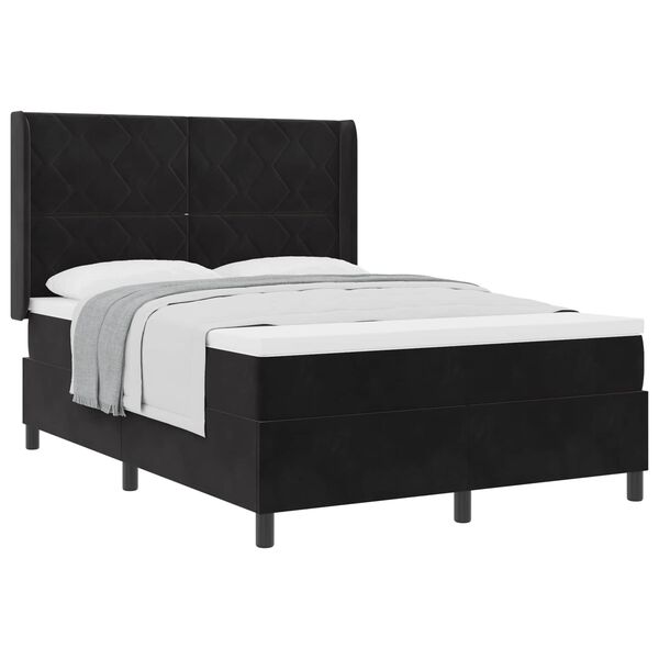 vidaXL Boxspringbett mit Matratze Schwarz 140 x 190 cm Samt