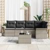 vidaXL Garten-Sofa-Set mit Kissen 6 pcs Hellgrau Poly Rattan