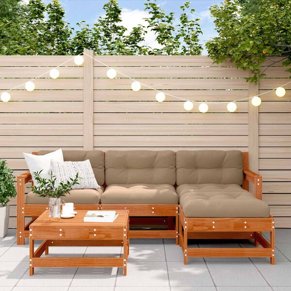vidaXL Garten-Lounge-Set 5 pcs Wachsbraun Massives Kiefernholz