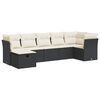 vidaXL 7-tlg. Garten-Sofagarnitur mit Kissen Schwarz Poly Rattan