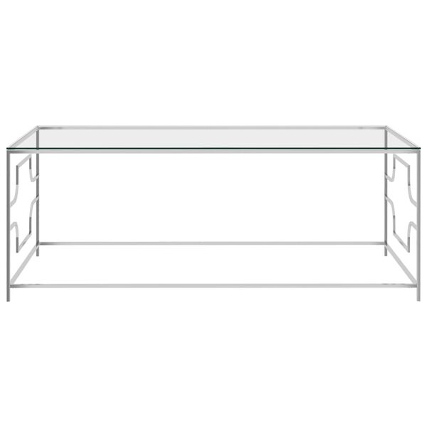 vidaXL Couchtisch Silbern 120x60x45 cm Edelstahl und Glas
