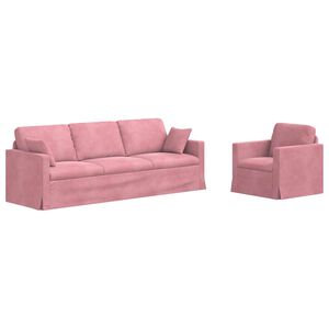 vidaXL Sofa Set 2 stk. Rosa Samt