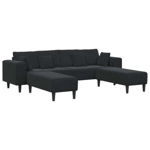 vidaXL Sofa mit Kissen 3 pcs Schwarz Samt