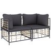 vidaXL Ecksofas mit Kissen 2 Stk. Modular Poly Rattan