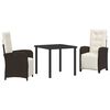 vidaXL Garten Essgruppe 3 stk. Braun Poly-Rattan